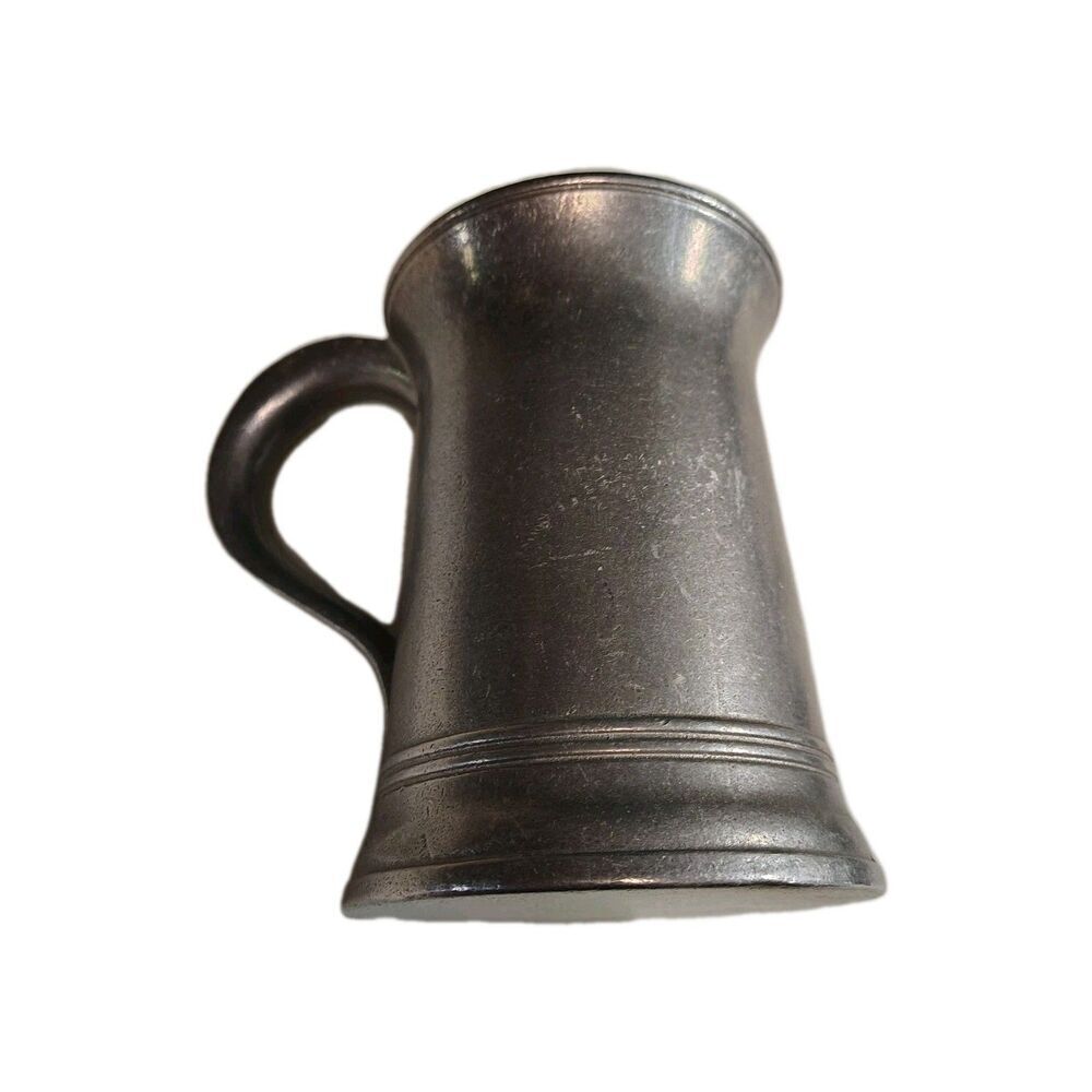 Vintage English Pewter Tankard Mug - Hallmarked G.A. Crown Hammer - 5" Tall - 1 - Picture 12 of 13